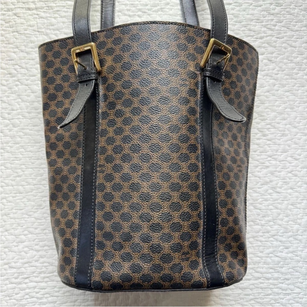 Celine Dark Brown and Black Patterned Tote - Picture 3 of 10